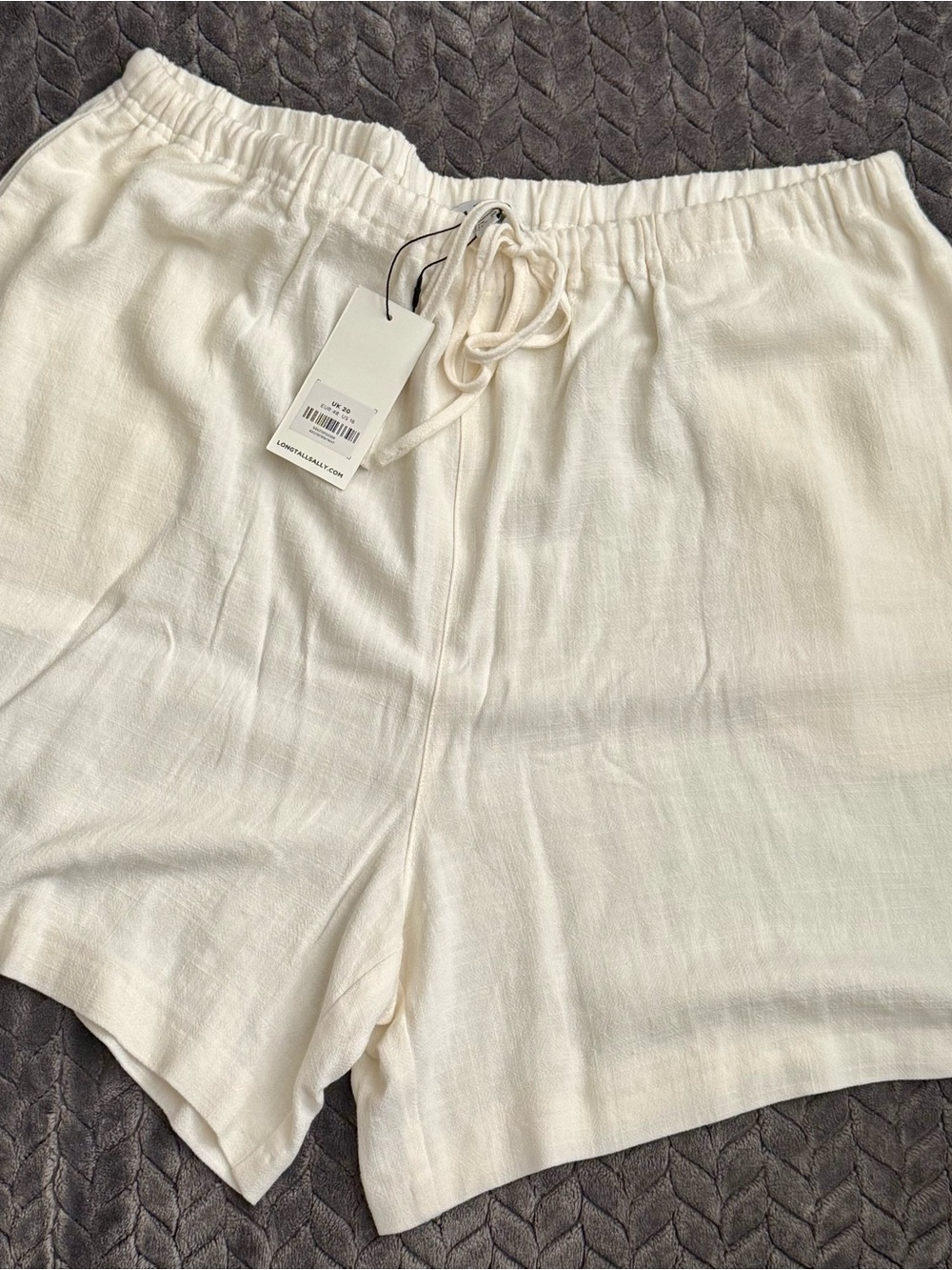 NWT Long Tall Sally (16) Women’s Drawstring Linen-Blend Shorts - Cream